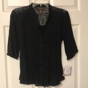 Bandolino Beautiful Black Blouse Top Size 6